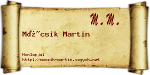 Mácsik Martin névjegykártya